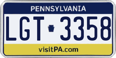 PA license plate LGT3358