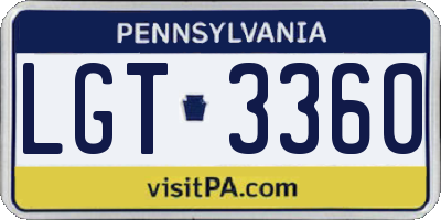 PA license plate LGT3360