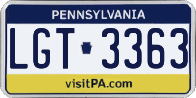 PA license plate LGT3363