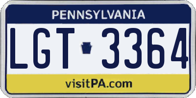 PA license plate LGT3364