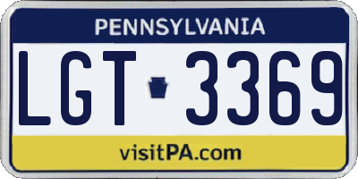 PA license plate LGT3369