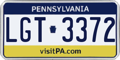 PA license plate LGT3372