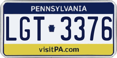 PA license plate LGT3376
