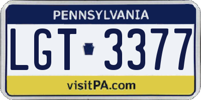 PA license plate LGT3377