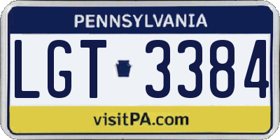 PA license plate LGT3384