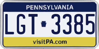 PA license plate LGT3385
