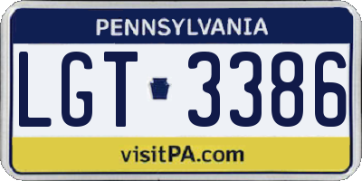PA license plate LGT3386