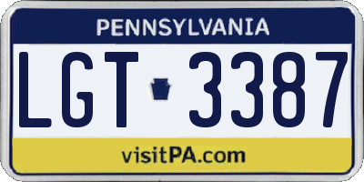 PA license plate LGT3387