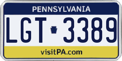 PA license plate LGT3389