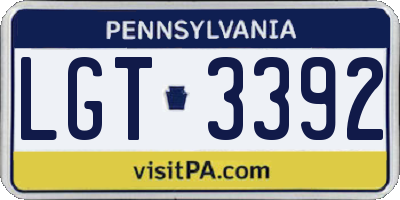 PA license plate LGT3392