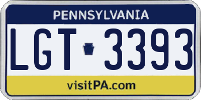 PA license plate LGT3393