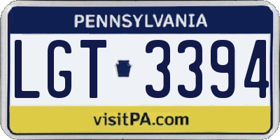 PA license plate LGT3394