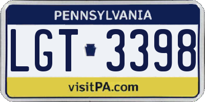 PA license plate LGT3398