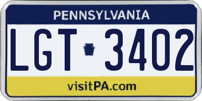 PA license plate LGT3402