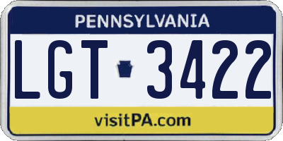 PA license plate LGT3422