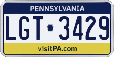 PA license plate LGT3429