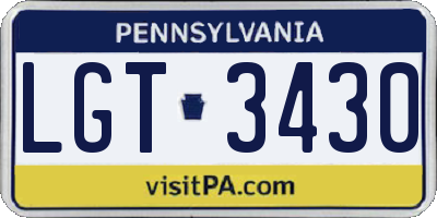 PA license plate LGT3430