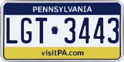 PA license plate LGT3443