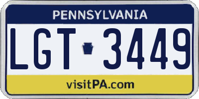 PA license plate LGT3449