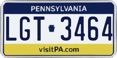 PA license plate LGT3464