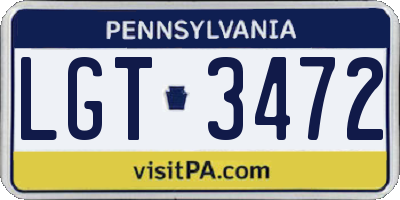 PA license plate LGT3472