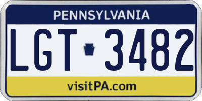 PA license plate LGT3482