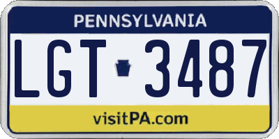 PA license plate LGT3487