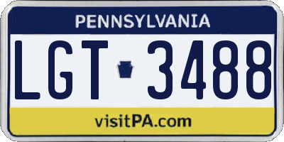 PA license plate LGT3488
