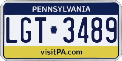 PA license plate LGT3489
