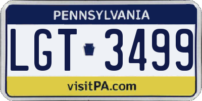 PA license plate LGT3499