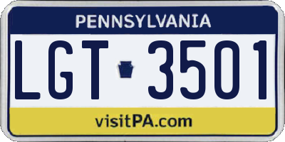 PA license plate LGT3501