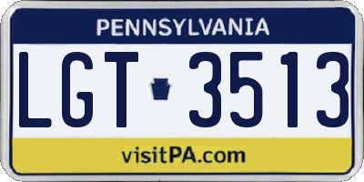 PA license plate LGT3513