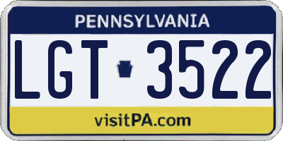 PA license plate LGT3522