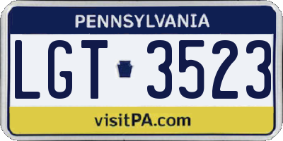 PA license plate LGT3523
