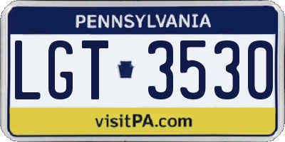 PA license plate LGT3530