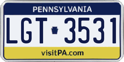 PA license plate LGT3531