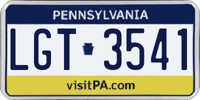 PA license plate LGT3541