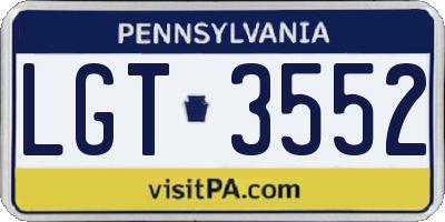 PA license plate LGT3552