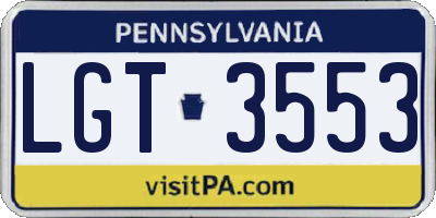 PA license plate LGT3553