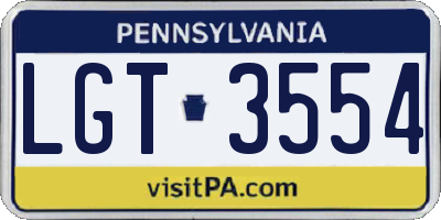 PA license plate LGT3554