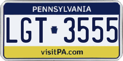 PA license plate LGT3555