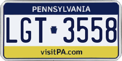 PA license plate LGT3558