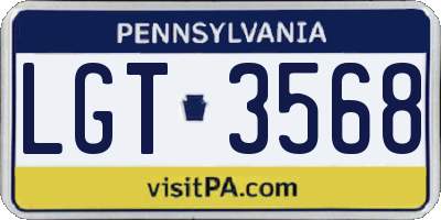 PA license plate LGT3568