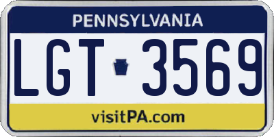 PA license plate LGT3569