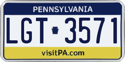 PA license plate LGT3571