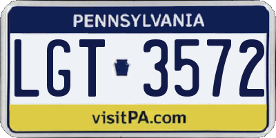 PA license plate LGT3572