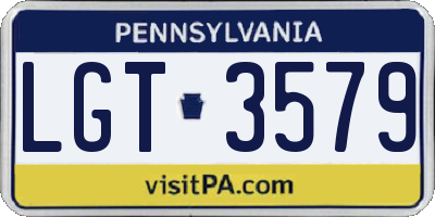PA license plate LGT3579