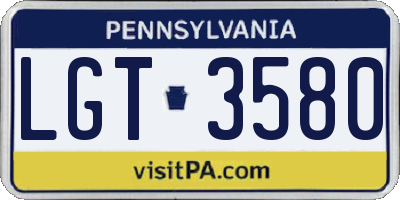 PA license plate LGT3580