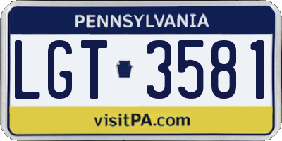PA license plate LGT3581