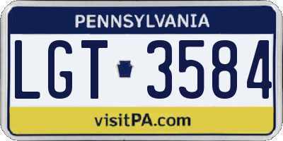 PA license plate LGT3584